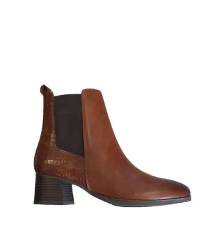 Marco Tozzi Light Brown Block Heeled Leather Ankle Boot
