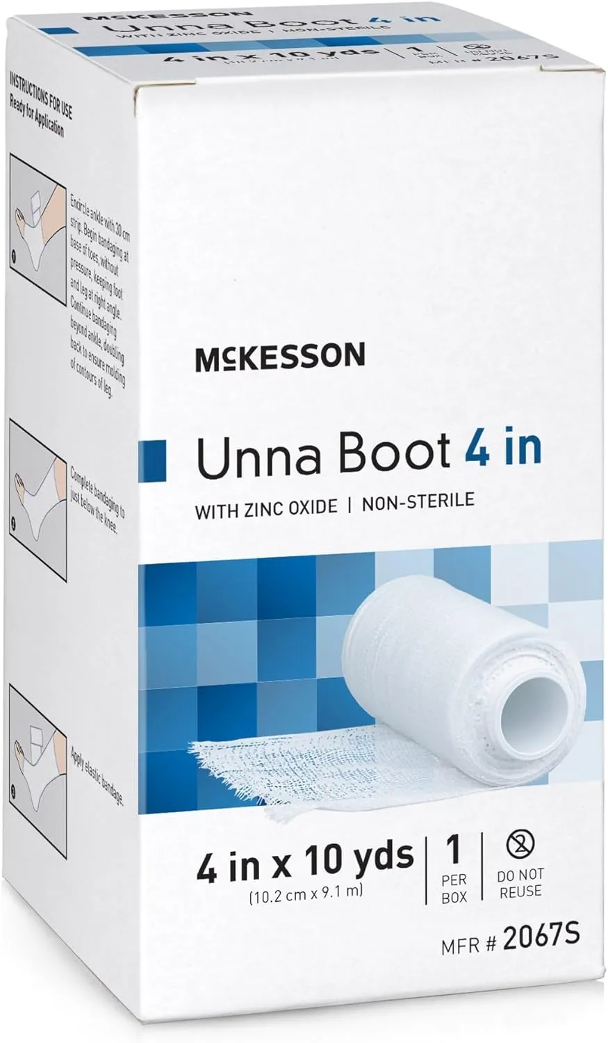 McKesson Unna Boot with Zinc Oxide, White 4 in. x 10 yd., [12 Rolls] Individually Packaged Soft Cast, Provides Customized Compression, 2067S