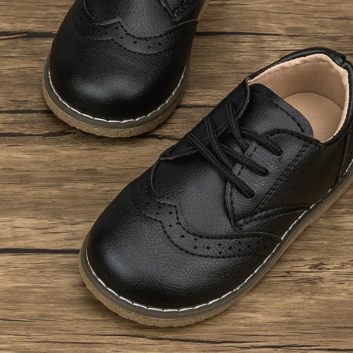 Meckior Toddler Boys Girls Dress Shoes Little Kid Oxford Shoes Wedding Church Dress Shoes PU Leather Lace Up School Uniform Loafer Flats