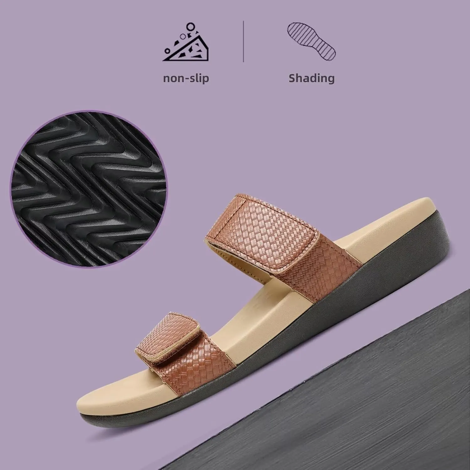 MEGNYA Orthotic Sandals for Women, Plantar Fasciitis Sandals for Flat Feet, Orthopedic Walking Slide Sandals with Arch Support