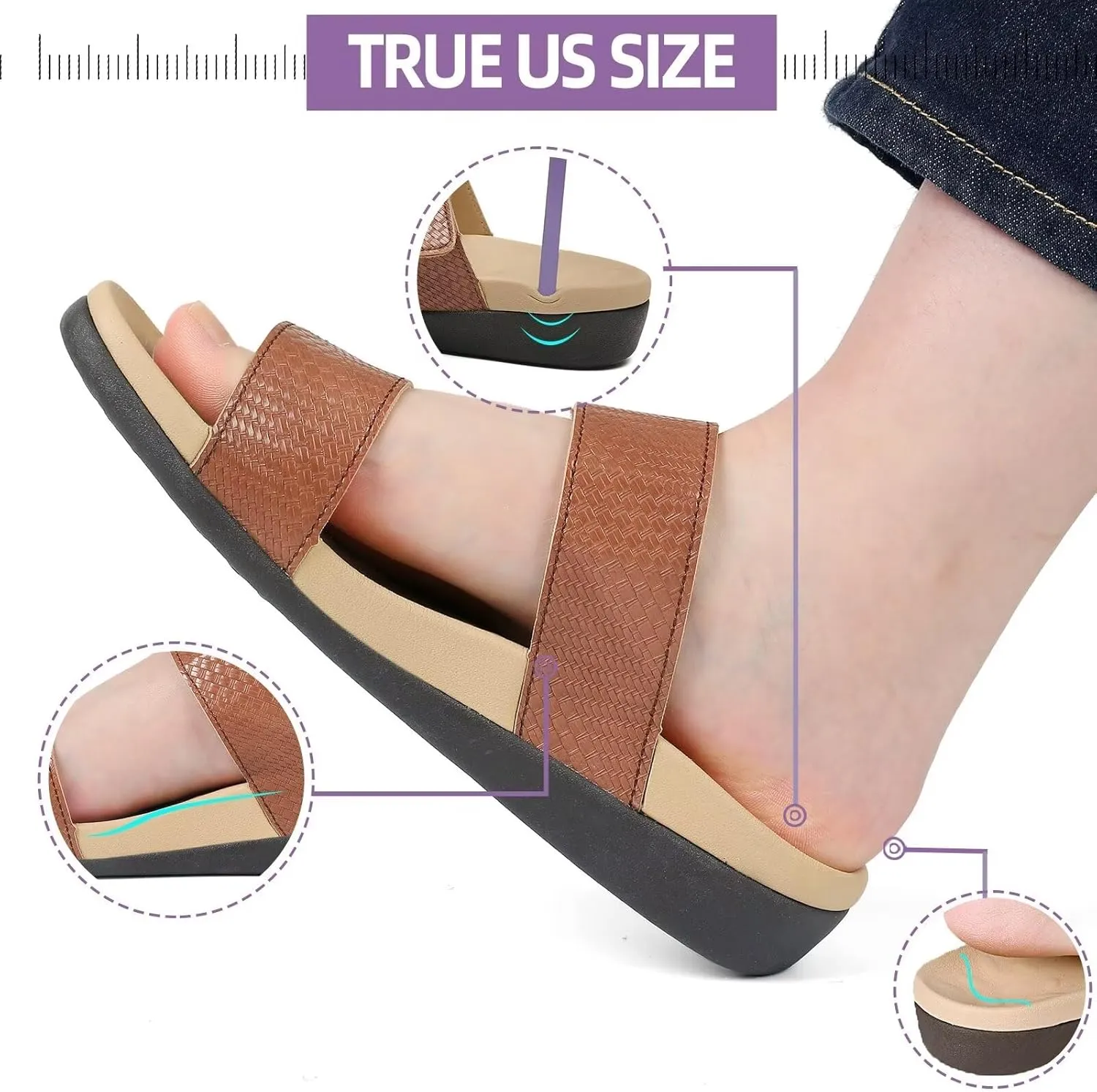 MEGNYA Orthotic Sandals for Women, Plantar Fasciitis Sandals for Flat Feet, Orthopedic Walking Slide Sandals with Arch Support