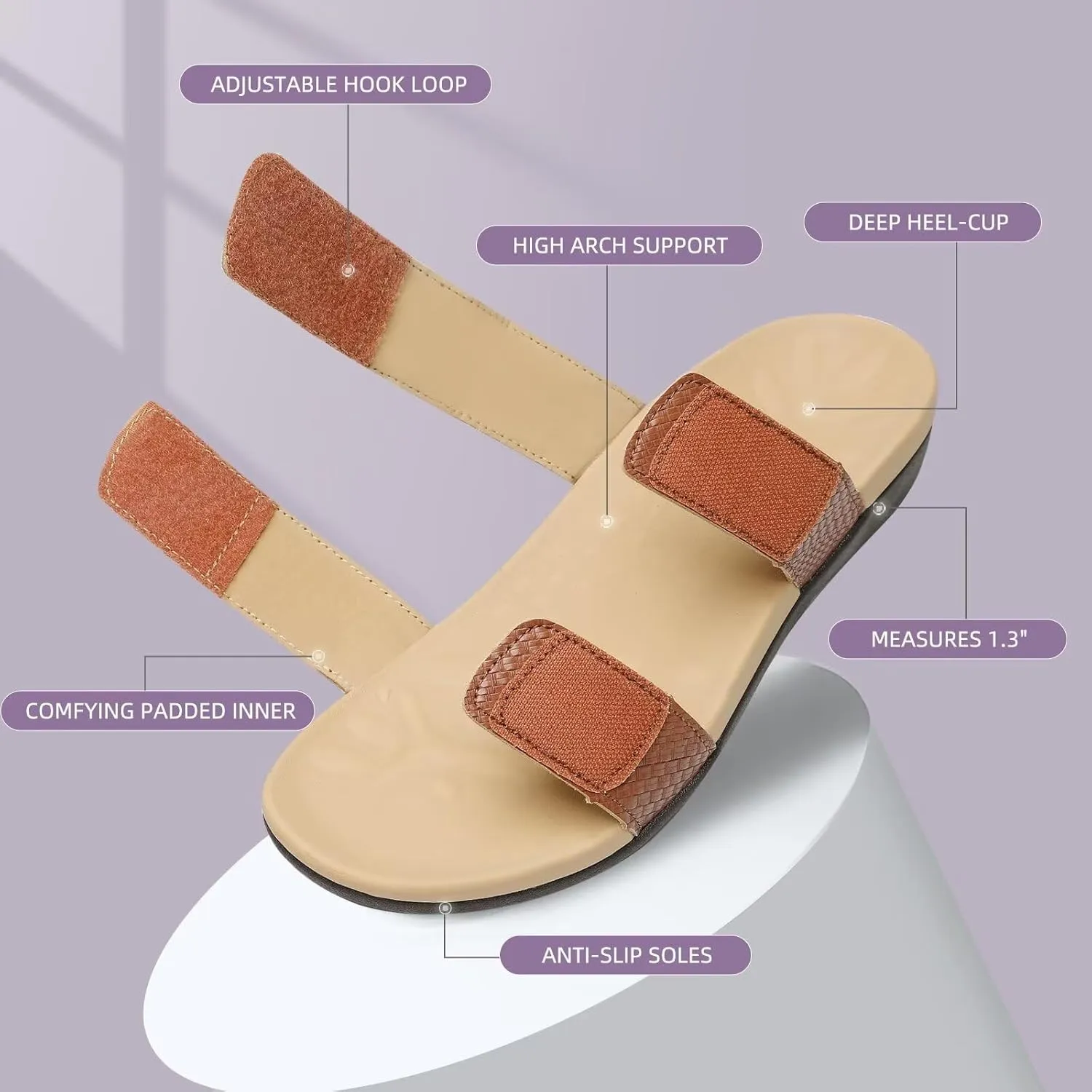 MEGNYA Orthotic Sandals for Women, Plantar Fasciitis Sandals for Flat Feet, Orthopedic Walking Slide Sandals with Arch Support