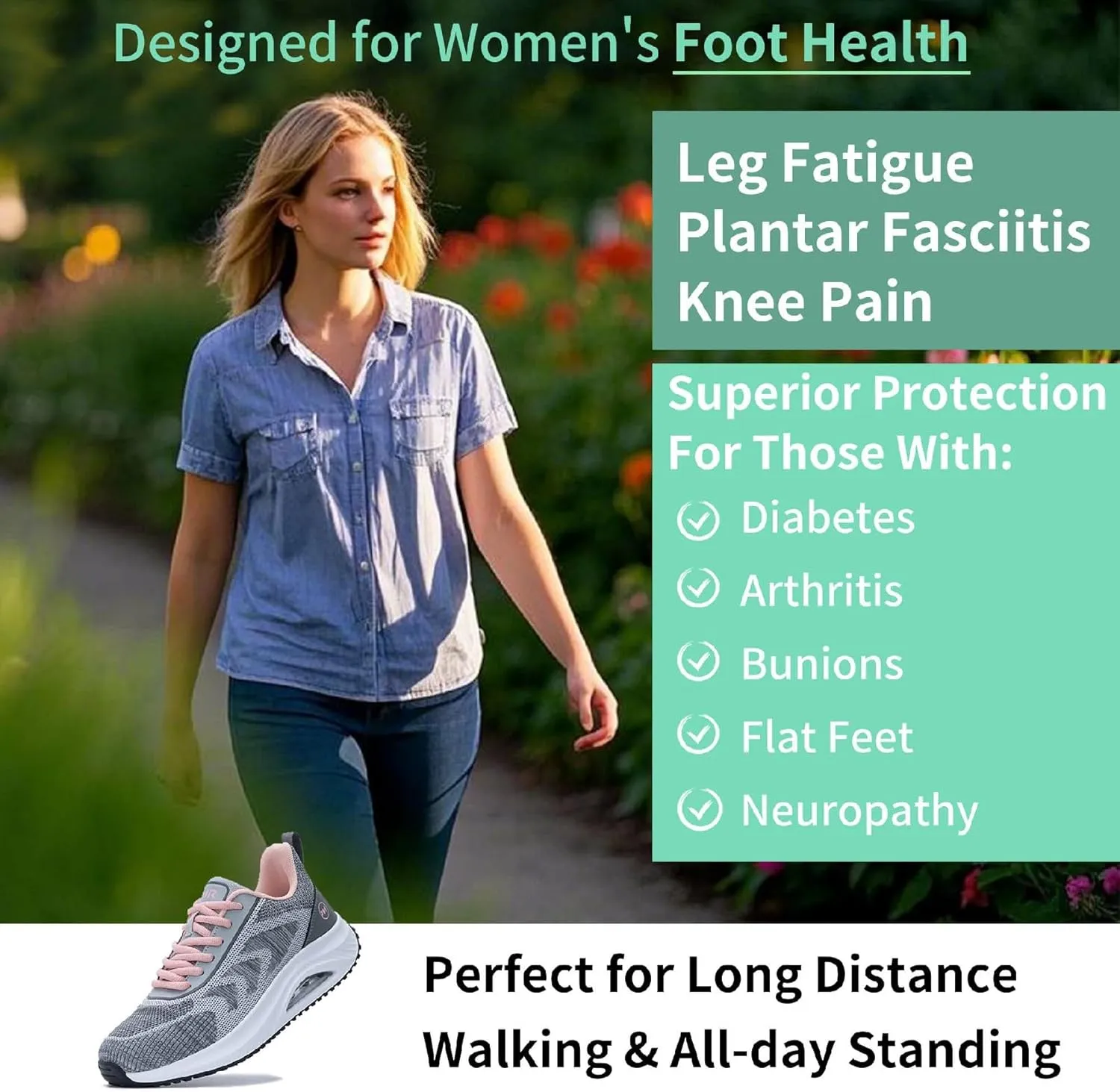 MEHOTO Womens Walking Shoes | Arch Support Tennis Shoes | Orthotic Sneakers for Plantar Fasciitis Size 5.5-11