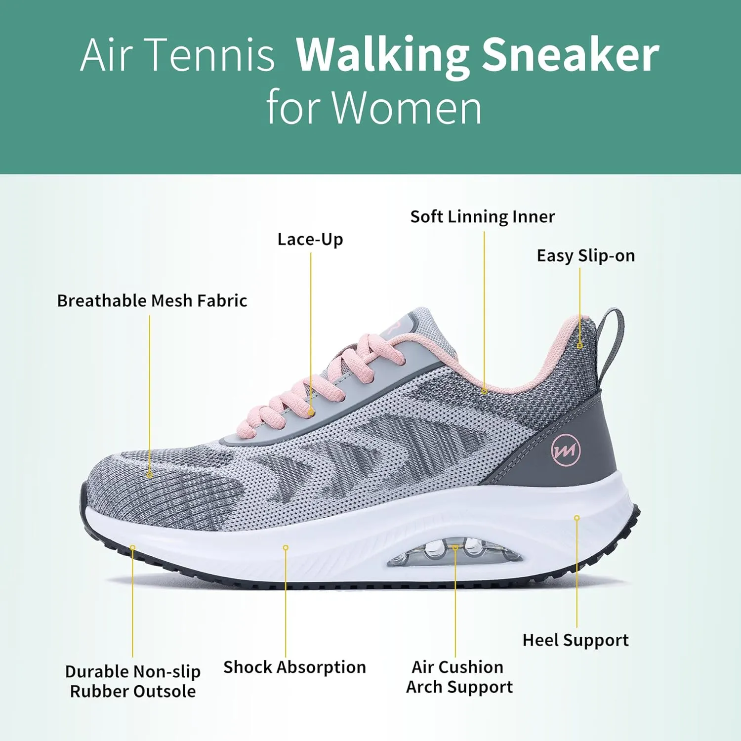MEHOTO Womens Walking Shoes | Arch Support Tennis Shoes | Orthotic Sneakers for Plantar Fasciitis Size 5.5-11