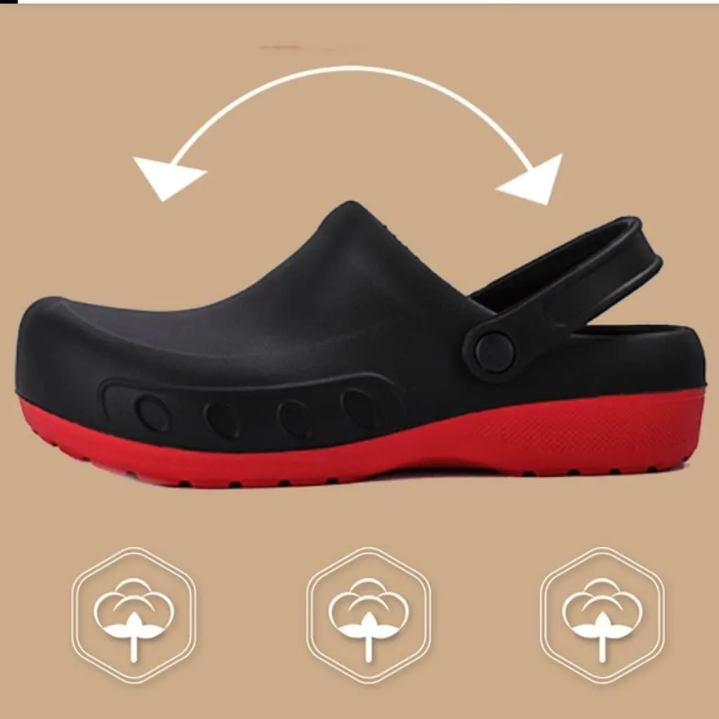 Men Chef Clogs Men Kitchen Shoes Injection Shoes Anti-Slip Outsole Garden Clogs Sandal Big(White-Dinosaur Doodle4,40 Code)