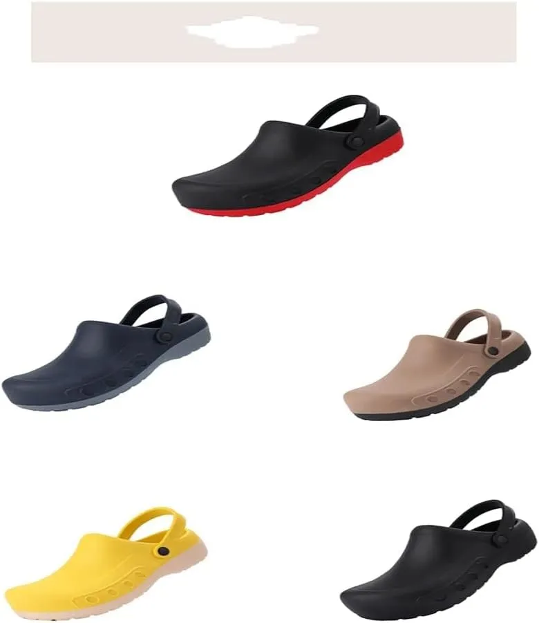 Men Chef Clogs Men Kitchen Shoes Injection Shoes Anti-Slip Outsole Garden Clogs Sandal Big(White-Dinosaur Doodle4,40 Code)