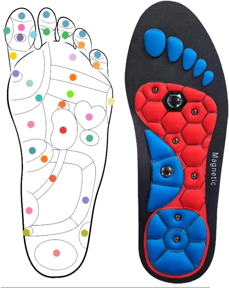 Men's and Women's Arch Support Acupressure Massage Insoles, Acupressure Massage Insoles Help Promote Blood Circulation and Relieve Fatigue in orthopedics, Work Massage Insoles (Blue, L)
