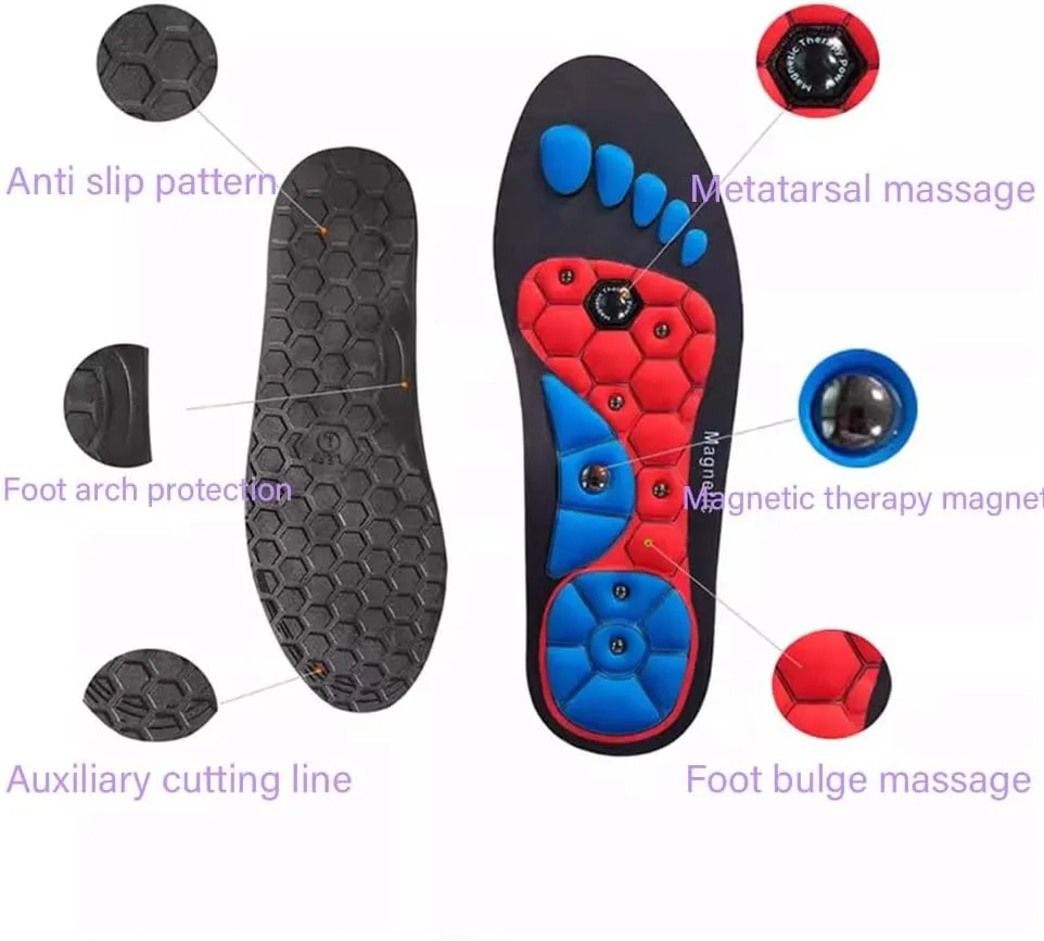 Men's and Women's Arch Support Acupressure Massage Insoles, Acupressure Massage Insoles Help Promote Blood Circulation and Relieve Fatigue in orthopedics, Work Massage Insoles (Blue, L)