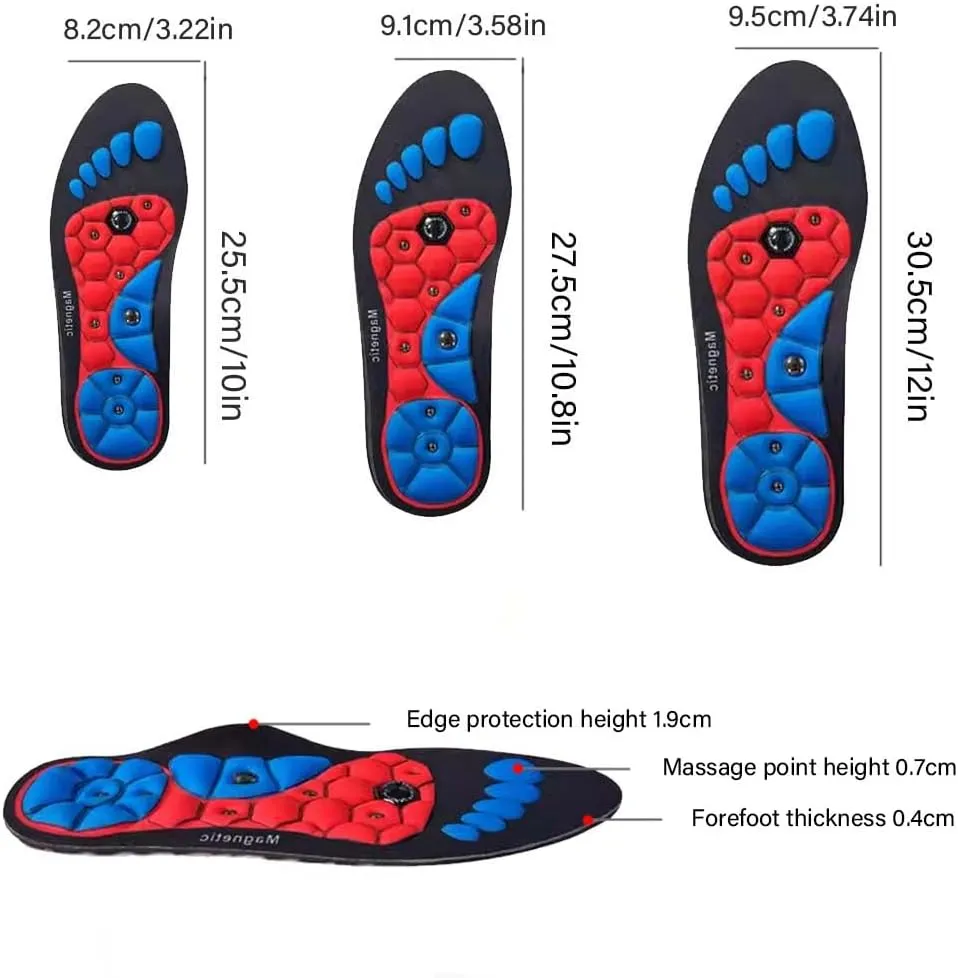 Men's and Women's Arch Support Acupressure Massage Insoles, Acupressure Massage Insoles Help Promote Blood Circulation and Relieve Fatigue in orthopedics, Work Massage Insoles (Blue, L)