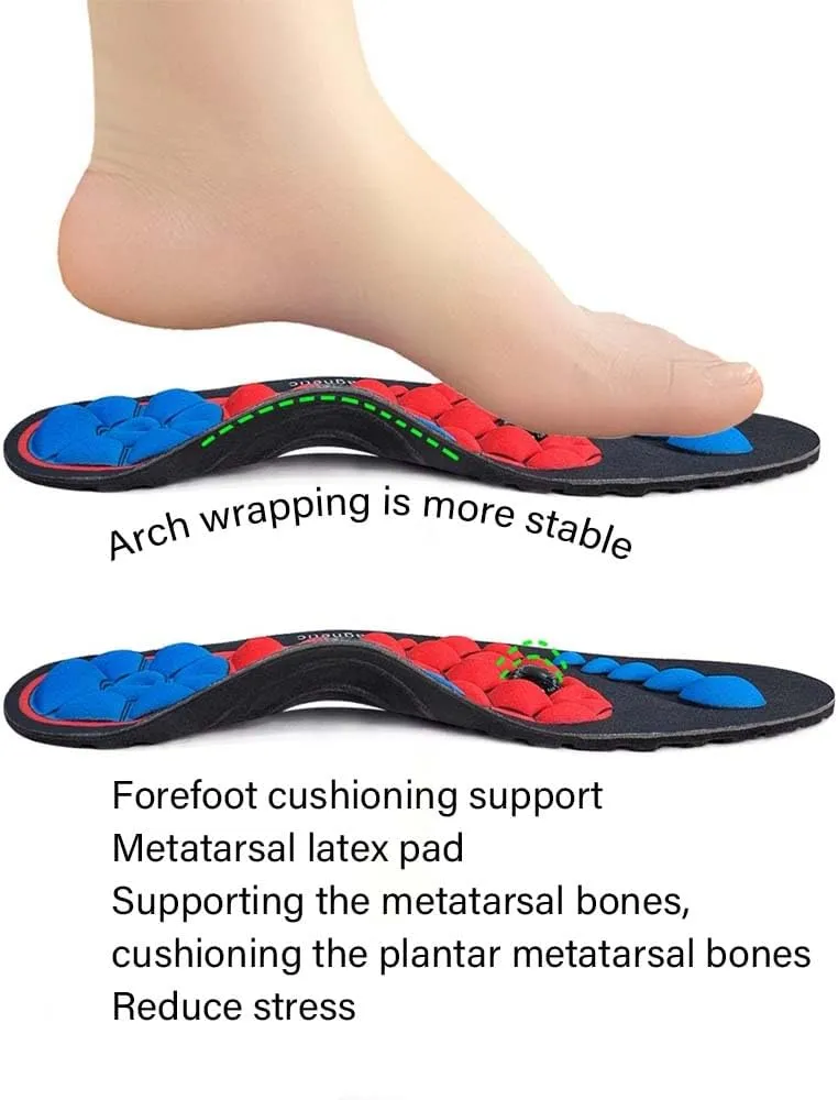 Men's and Women's Arch Support Acupressure Massage Insoles, Acupressure Massage Insoles Help Promote Blood Circulation and Relieve Fatigue in orthopedics, Work Massage Insoles (Blue, L)