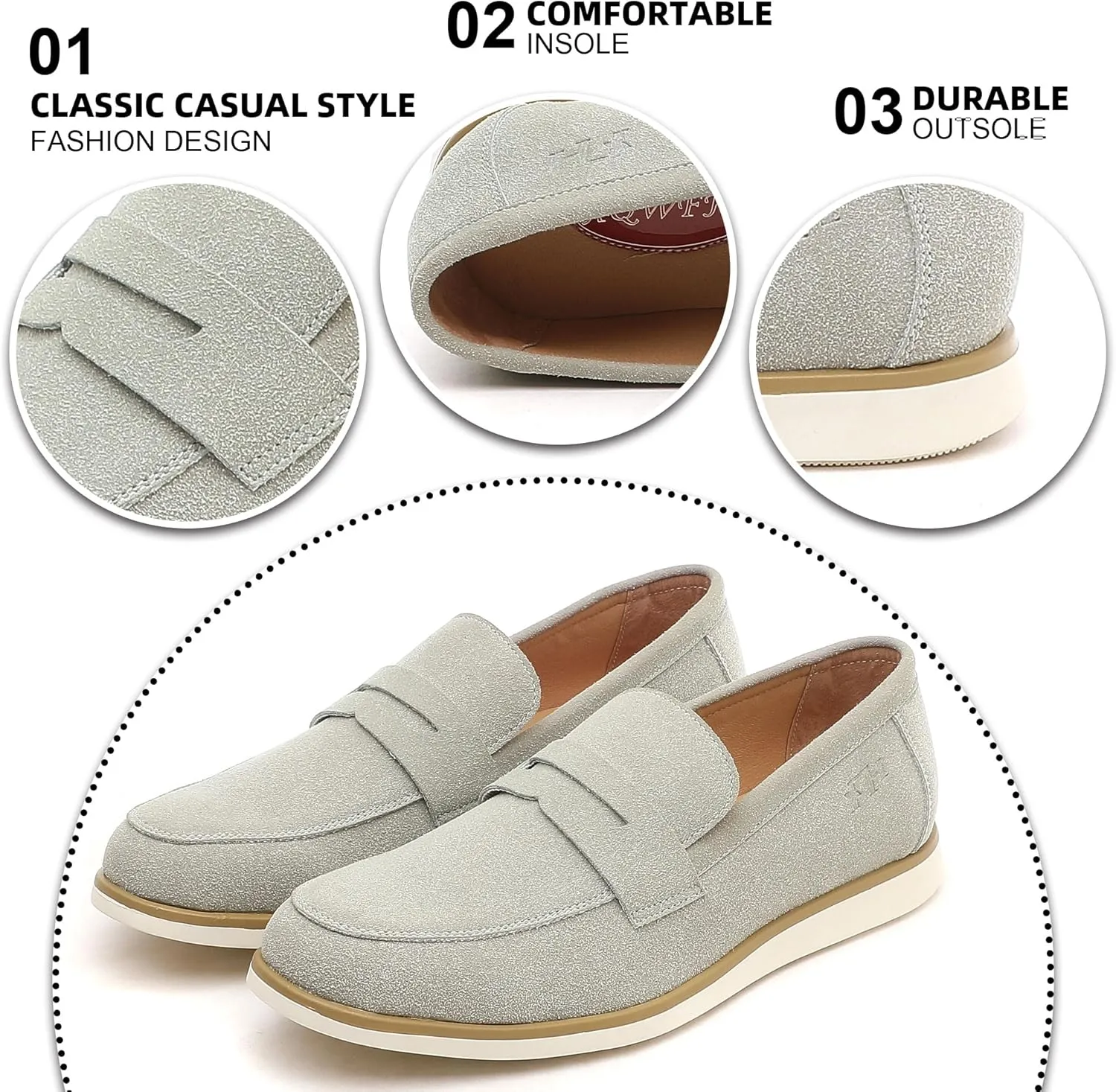 Men's Casual Loafers & Slip On Shoes Daily Commuting Comfortable Canvas Shoes Lightweight Non-Slip Walking Penny Shoes for Men
