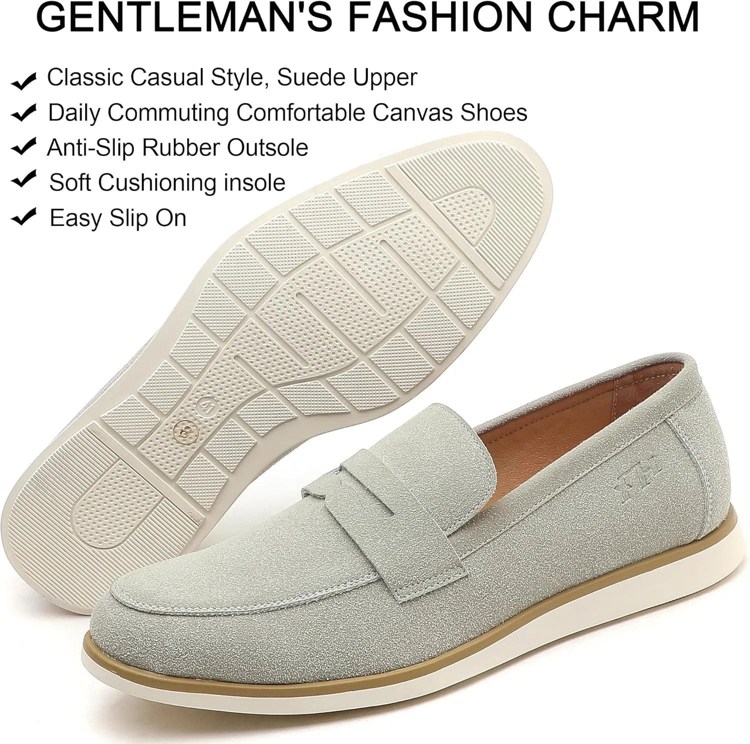 Men's Casual Loafers & Slip On Shoes Daily Commuting Comfortable Canvas Shoes Lightweight Non-Slip Walking Penny Shoes for Men
