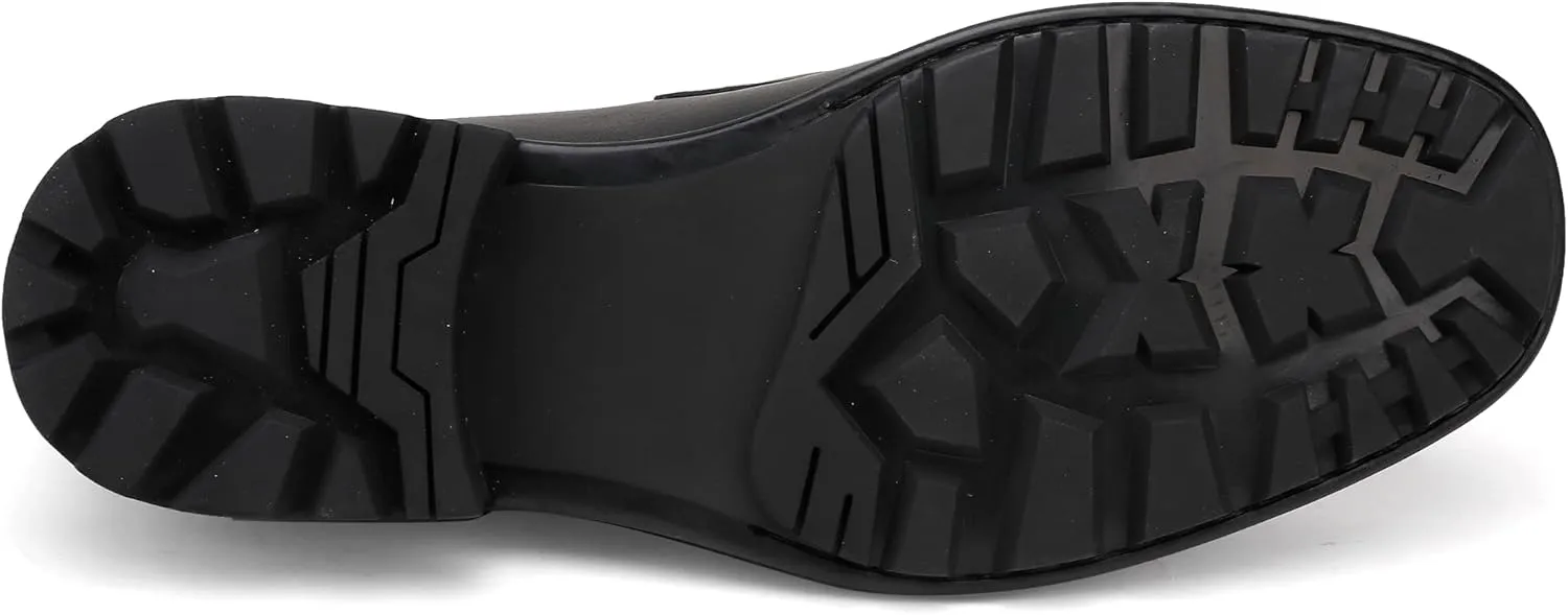 Mens Classic Leather Dress Shoes, Fashion Buckle Slip-on Penny Loafer Party Shoes Wedding Loafers for Mens