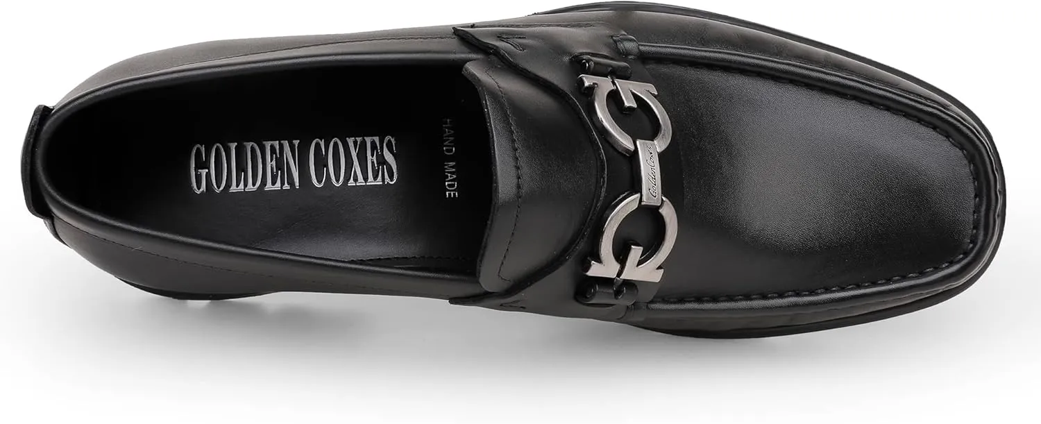 Mens Classic Leather Dress Shoes, Fashion Buckle Slip-on Penny Loafer Party Shoes Wedding Loafers for Mens