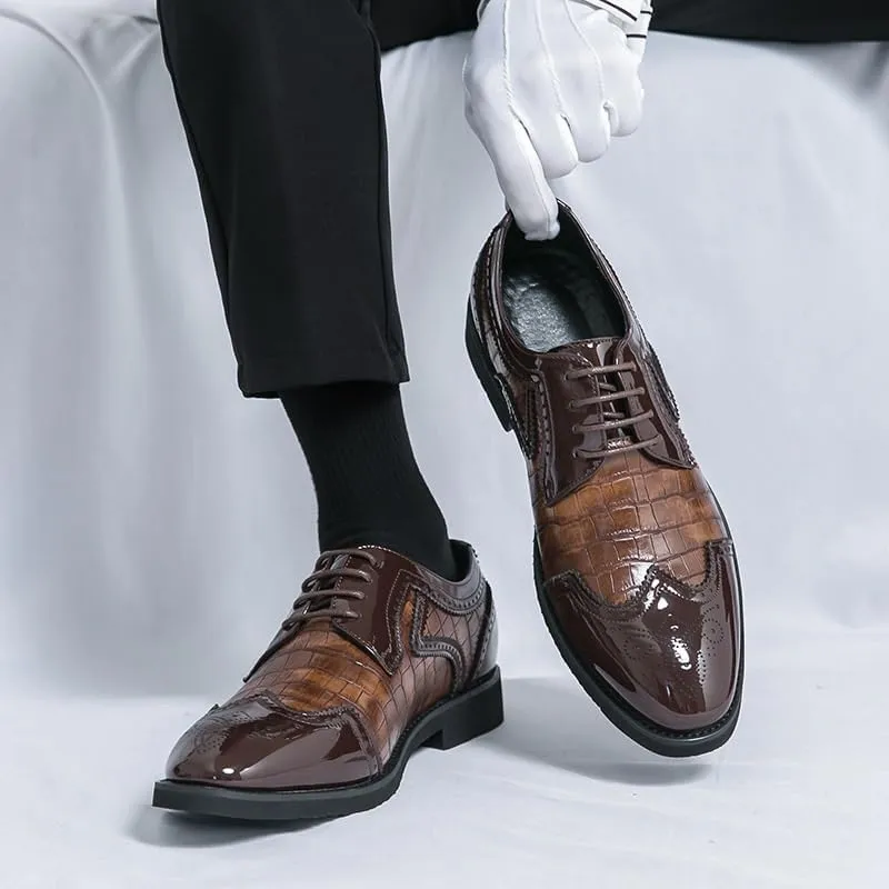 Mens Derby Shoes Breathable Breathable Leather Wingtip Brogue Oxfords Shoes Classic Wingtip Non-Slip Dress