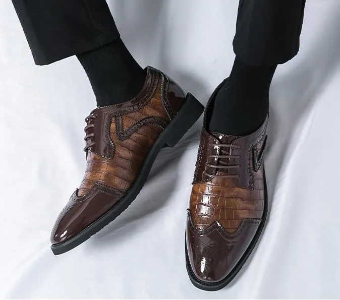 Mens Derby Shoes Breathable Breathable Leather Wingtip Brogue Oxfords Shoes Classic Wingtip Non-Slip Dress