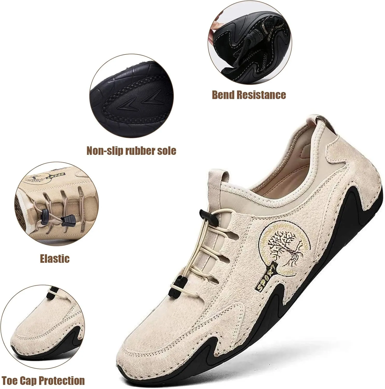 Mens Driving Loafers Shoes Casual Shoes Slip On Flat Loafers Boat Shoes Moccasins Lightweight Soft Comfort Lace up Oxford Walking Shoe for Work Office Dress Outdoor Slippers Hand Stitching Ankle Boots