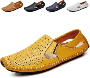 Men's Driving Shoes Leather Fashion Slipper Casual Slip on Loafers Shoes in Summer