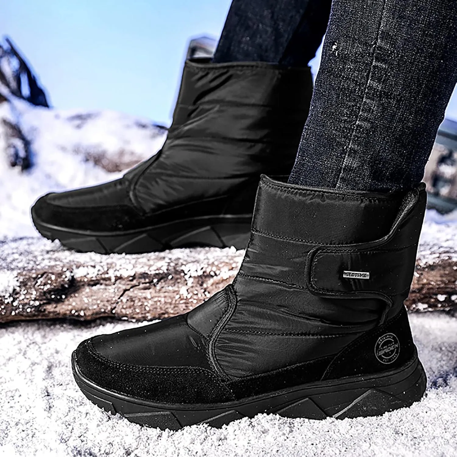 Men's Fashion Snow Boots Cold Proof Insulated Winter Boots with Adjustable Closures Non Slip Winter Boots