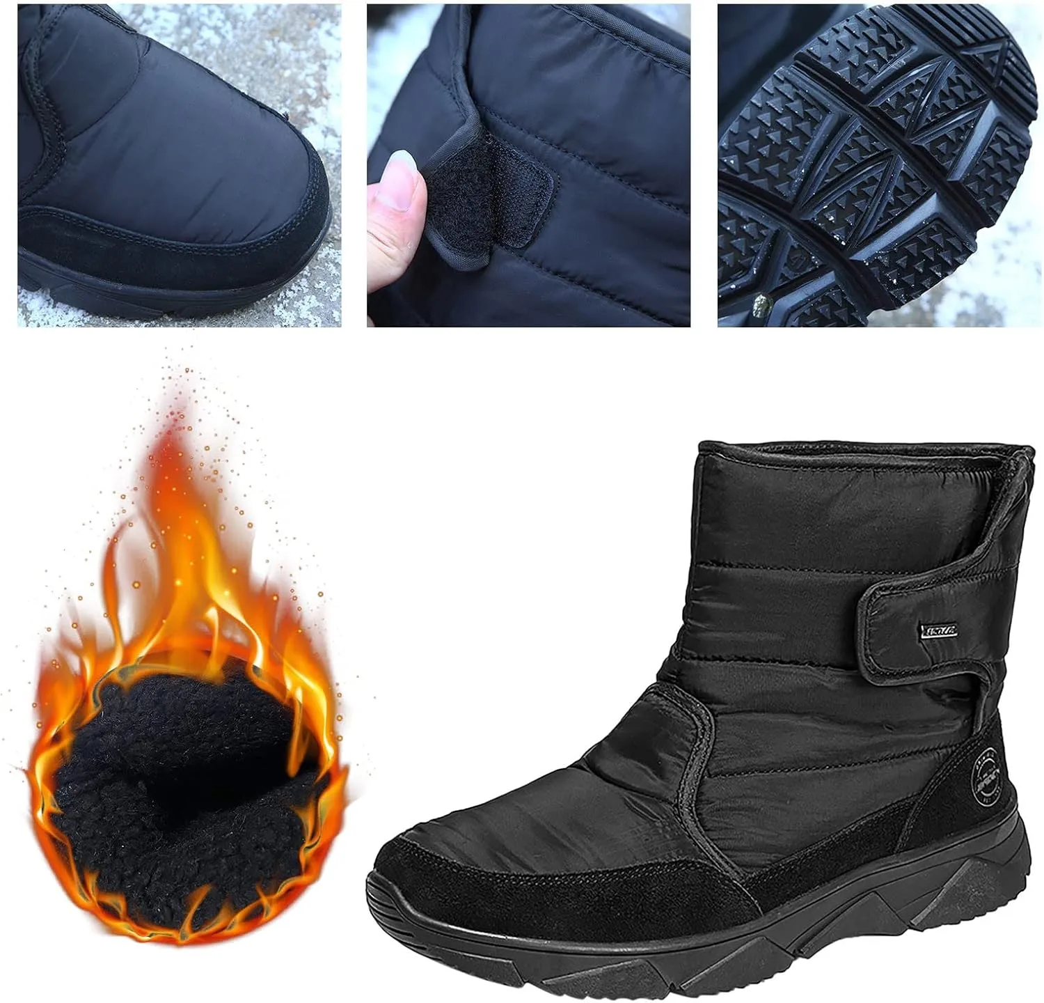 Men's Fashion Snow Boots Cold Proof Insulated Winter Boots with Adjustable Closures Non Slip Winter Boots