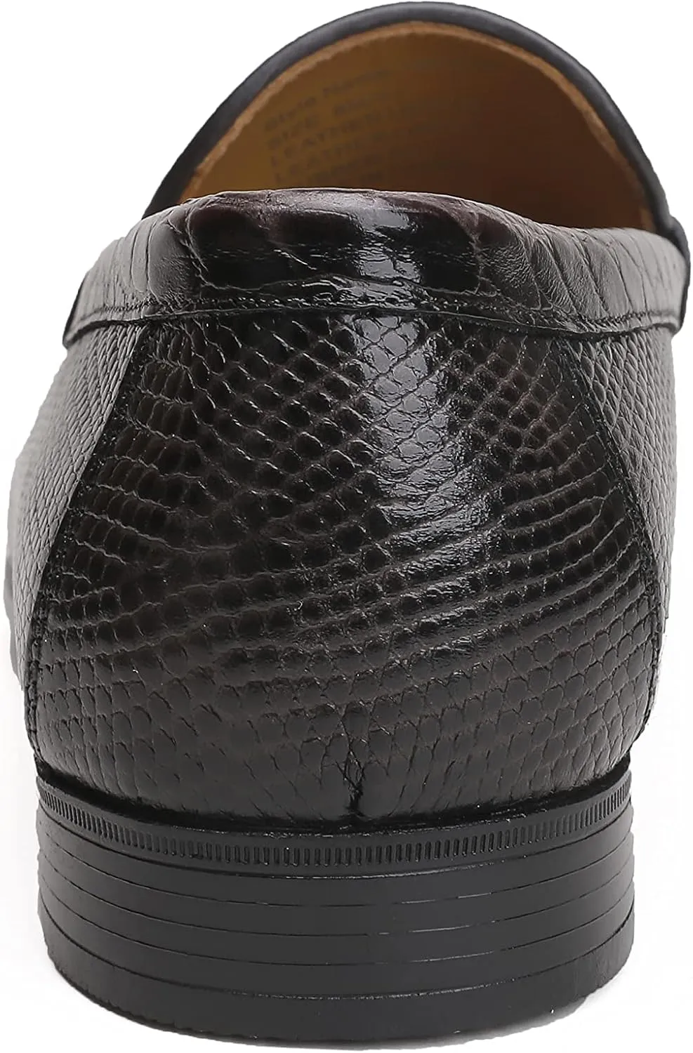 Mens Genuine Dress Shoes, Premium Crocodile Print Leather Slip-on Casual Shoes Penny Loafers for Mens, Black