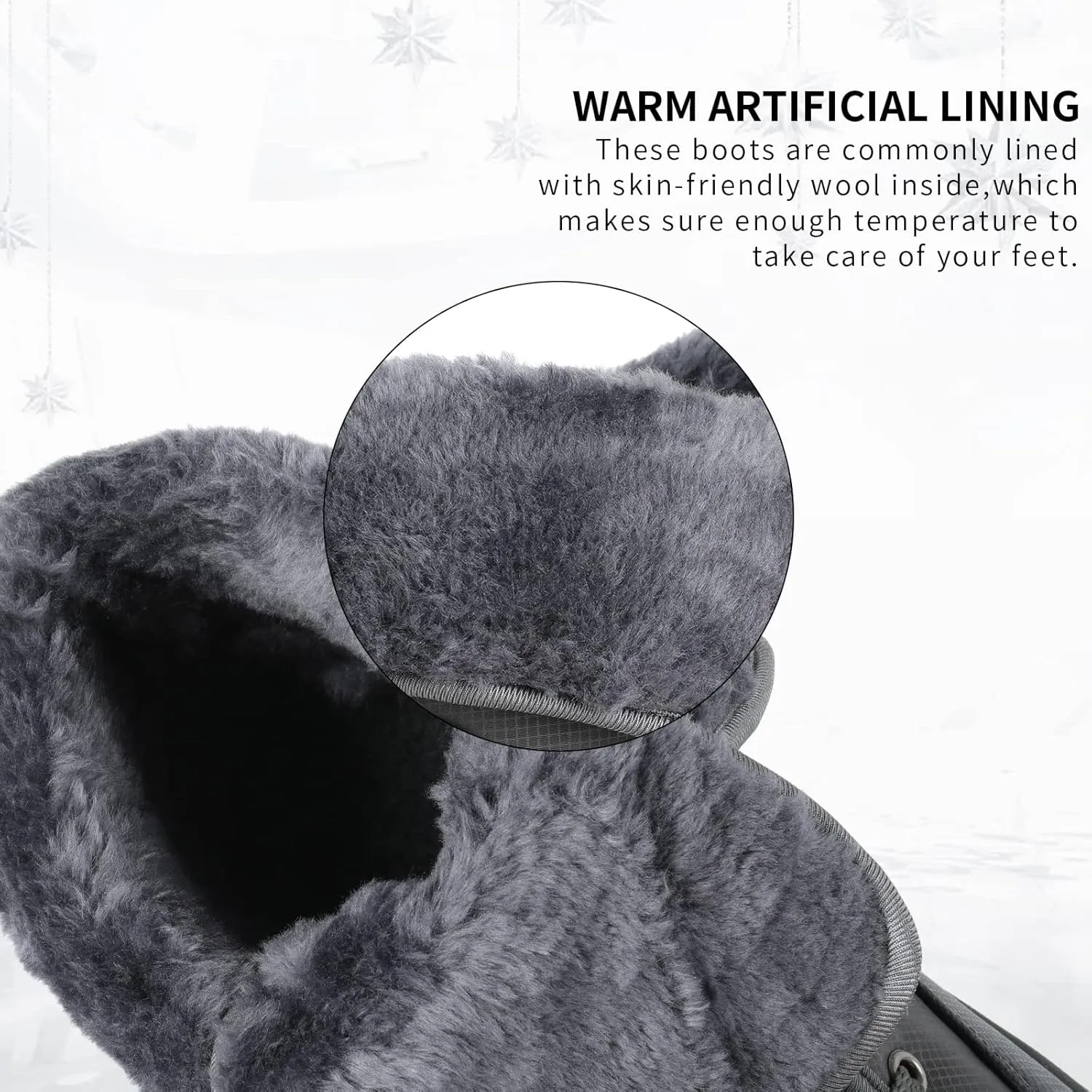 Men's Lace-up Warm and Waterproof Winter Snow Boots and Non-Slip Trekking Warm Waterproof Boots