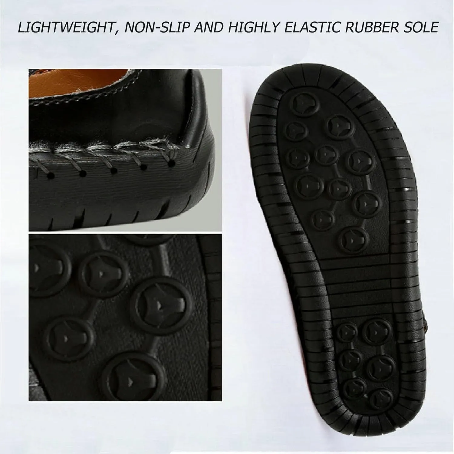 Men's Leather Hollow Out Hook Loop Flat Fisherman Sandals Closed Toe Head Soft Bottom Hand Stitching Wading Sandals Summer Comfort Anti-Slip Casual Wading Beach Sandals