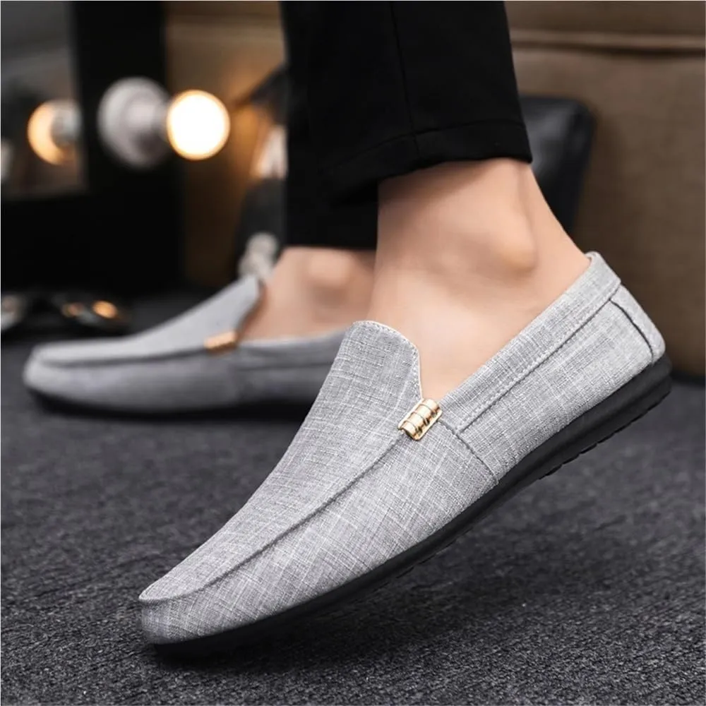Mens Loafers Round Toe Moccasins Shoes Cloth Loafer Shoes Slip Resistant Flexible Lightweight Prom Outdoor Slip-on