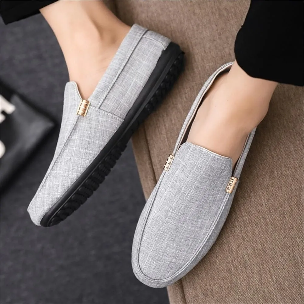 Mens Loafers Round Toe Moccasins Shoes Cloth Loafer Shoes Slip Resistant Flexible Lightweight Prom Outdoor Slip-on