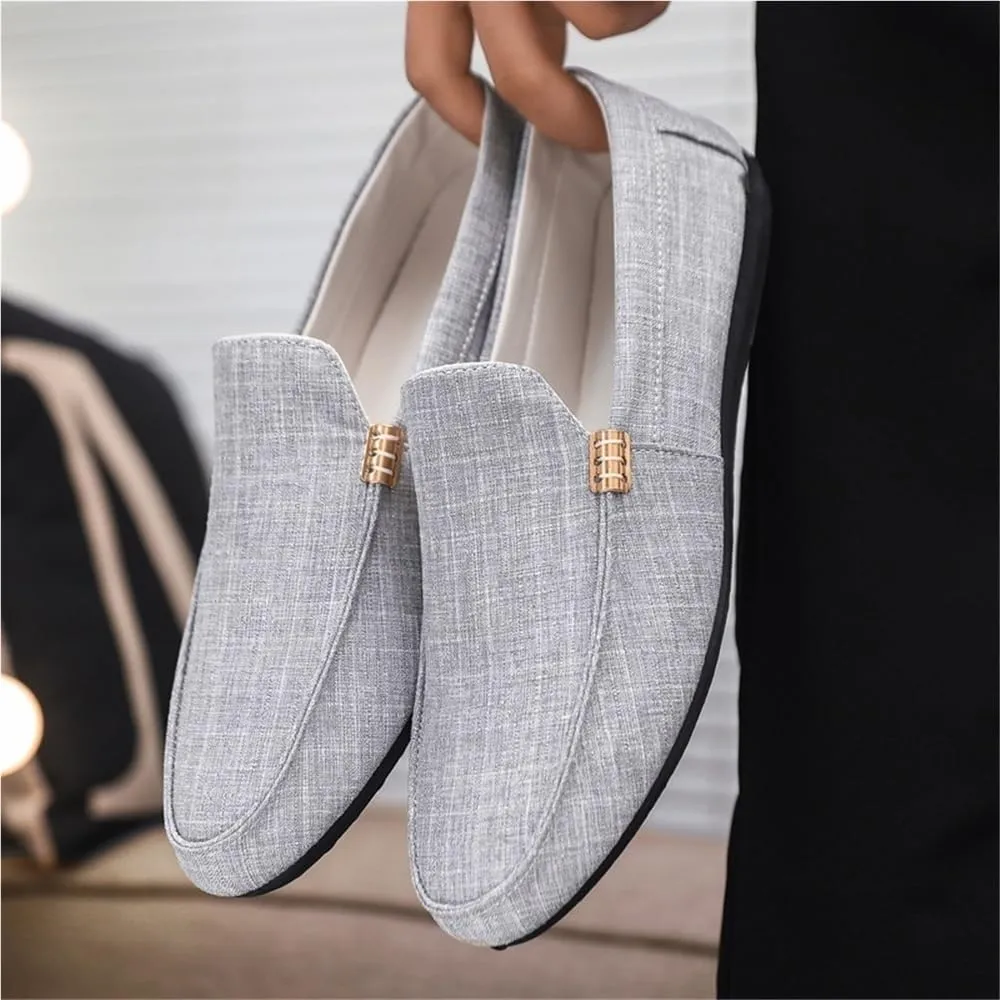 Mens Loafers Round Toe Moccasins Shoes Cloth Loafer Shoes Slip Resistant Flexible Lightweight Prom Outdoor Slip-on