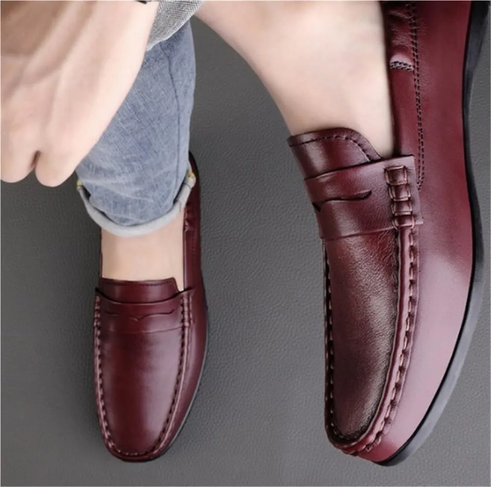 Men's Loafers Shoes Vegan Resistant Lightweight Fashion Party Slip On Leather Stitching Details Loafers