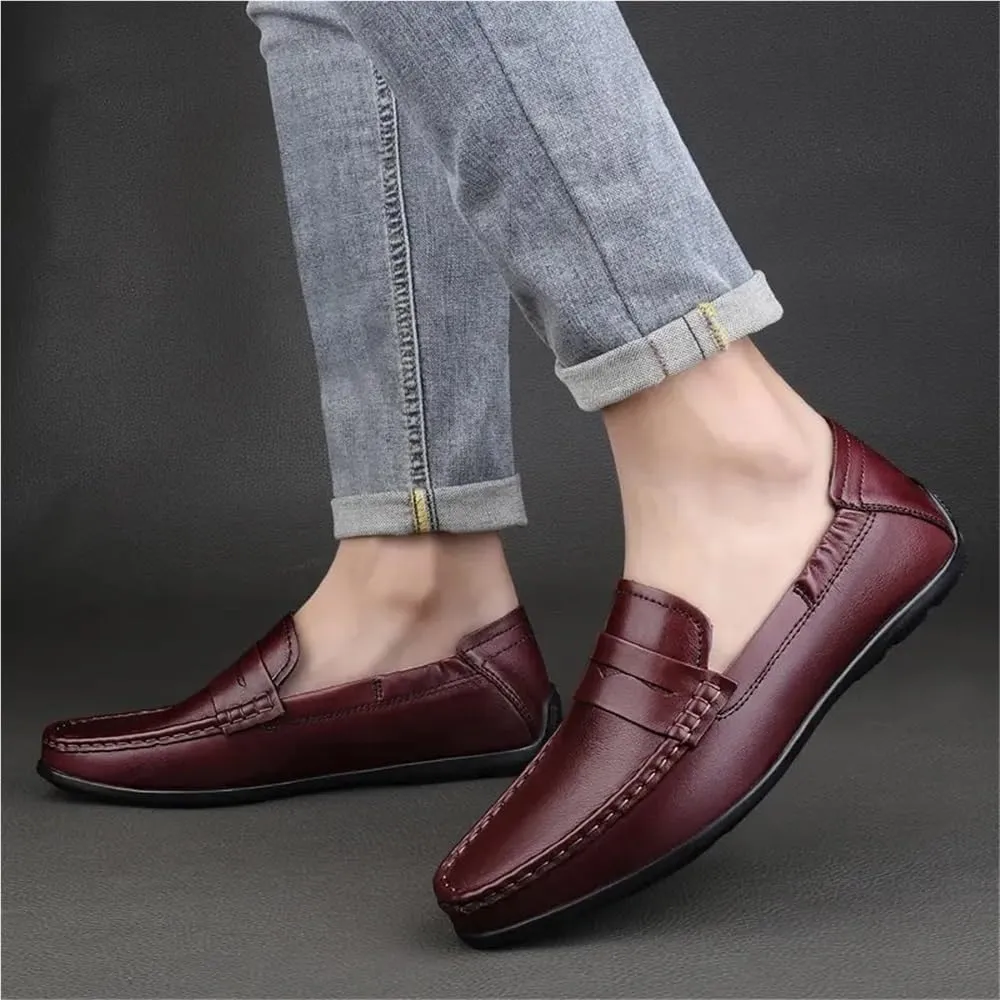 Men's Loafers Shoes Vegan Resistant Lightweight Fashion Party Slip On Leather Stitching Details Loafers