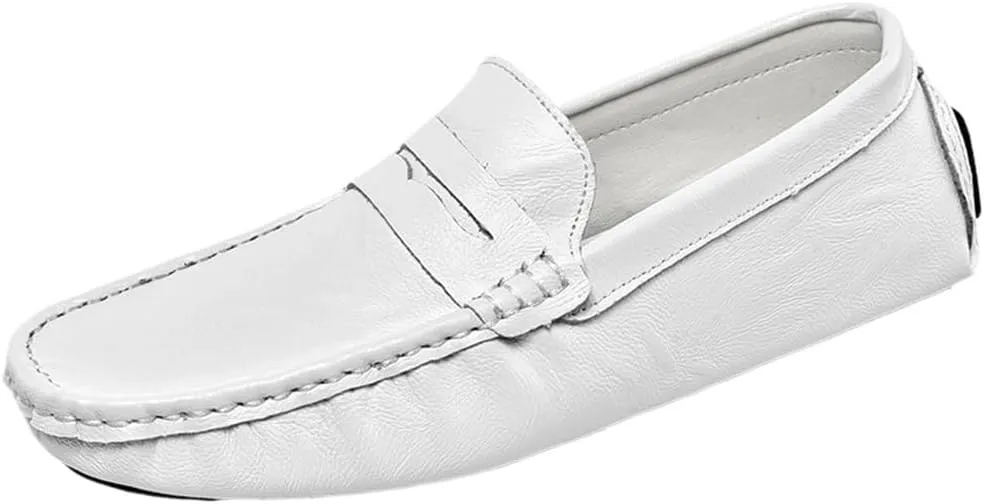 Mens Loafers Slip On Vegan Leather Lightweight Comfortable Flat Heel Resistant Simple Design Wedding Outdoor Casual Shoes
