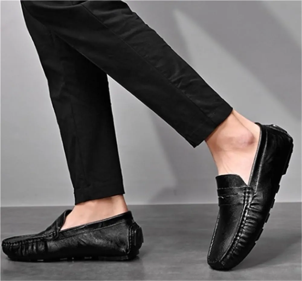 Mens Loafers Slip On Vegan Leather Lightweight Comfortable Flat Heel Resistant Simple Design Wedding Outdoor Casual Shoes