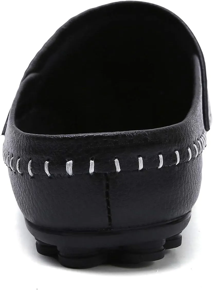 Mens Mules Clog Slippers Breathable Punching Genuine Leather Slip on Casual Backless Loafer Shoes