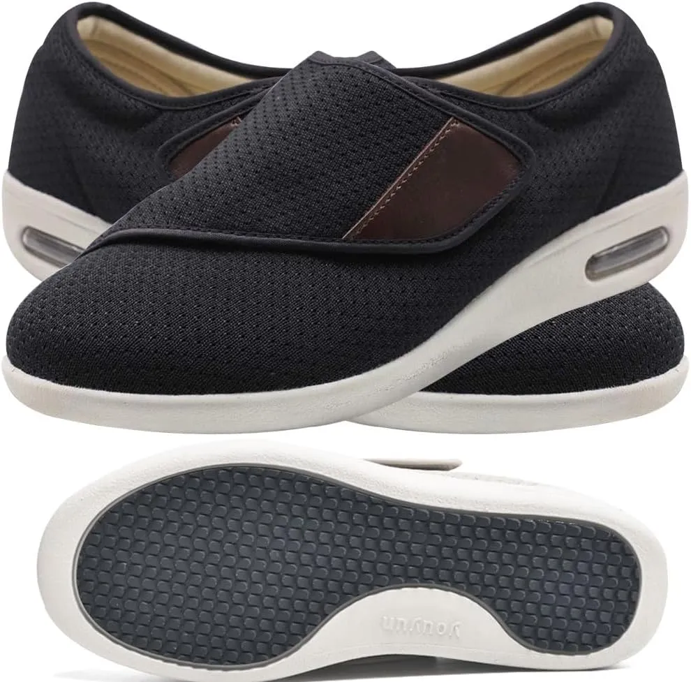 Men's Orthopedic Knit Sneakers with 3 Pairs Insoles Replacement for Elderly Swollen Feet Lightweight Loafer Slip On Boat Wide Fit Trainers Men