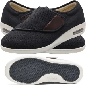 Men's Orthopedic Knit Sneakers with 3 Pairs Insoles Replacement for Elderly Swollen Feet Lightweight Loafer Slip On Boat Wide Fit Trainers Men