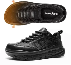 Men's Orthopedic Wide Leather Dress Shoes: Diabetic Arch Support Plantar Fasciitis Comfortable Casual Walking Shoes, Orthotic Flat Feet Work Tennis Sneakers for Swollen Feet and Heel Pain Relief