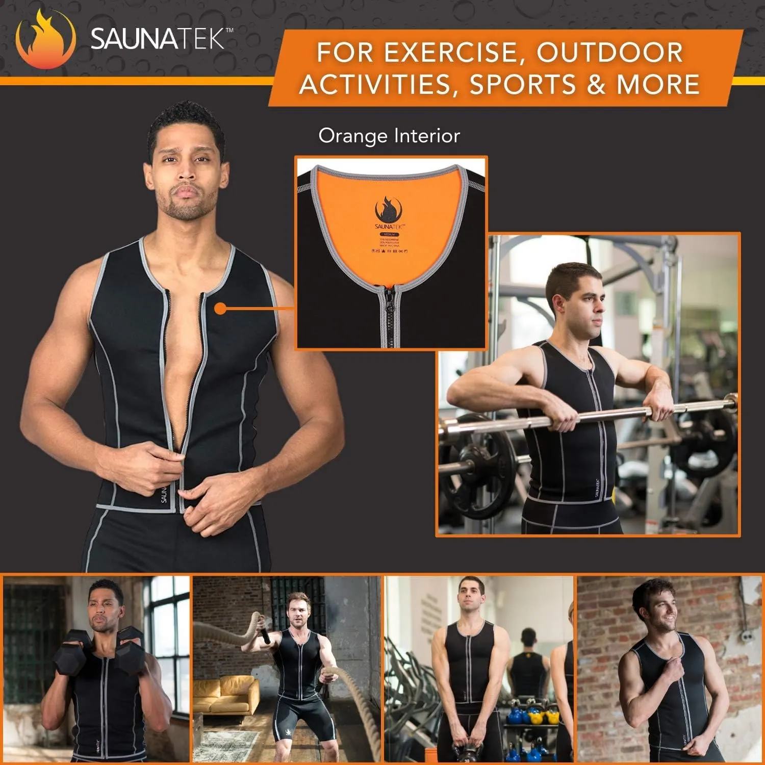 Men's Sauna Sweat Suit Vest for Exercise and Heat Training, Neoprene