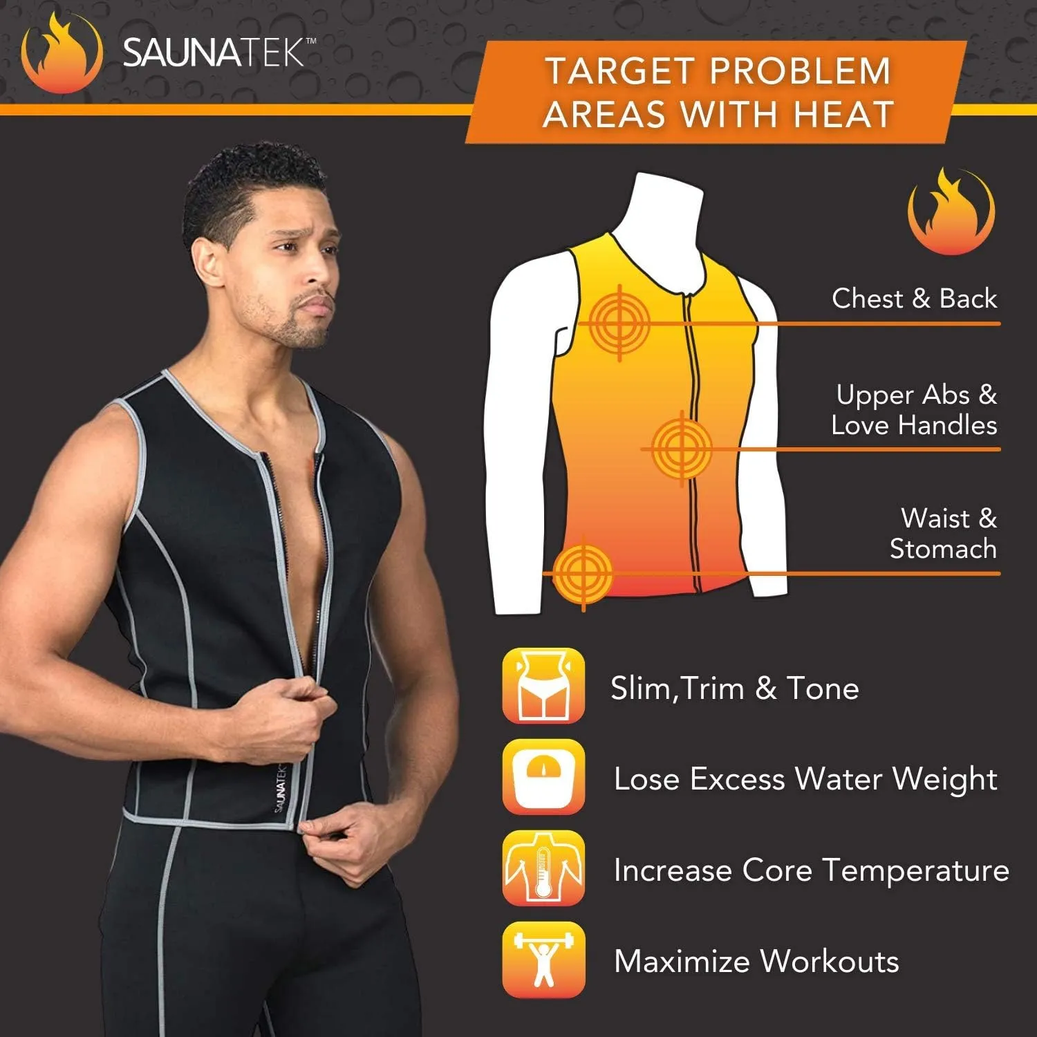 Men's Sauna Sweat Suit Vest for Exercise and Heat Training, Neoprene