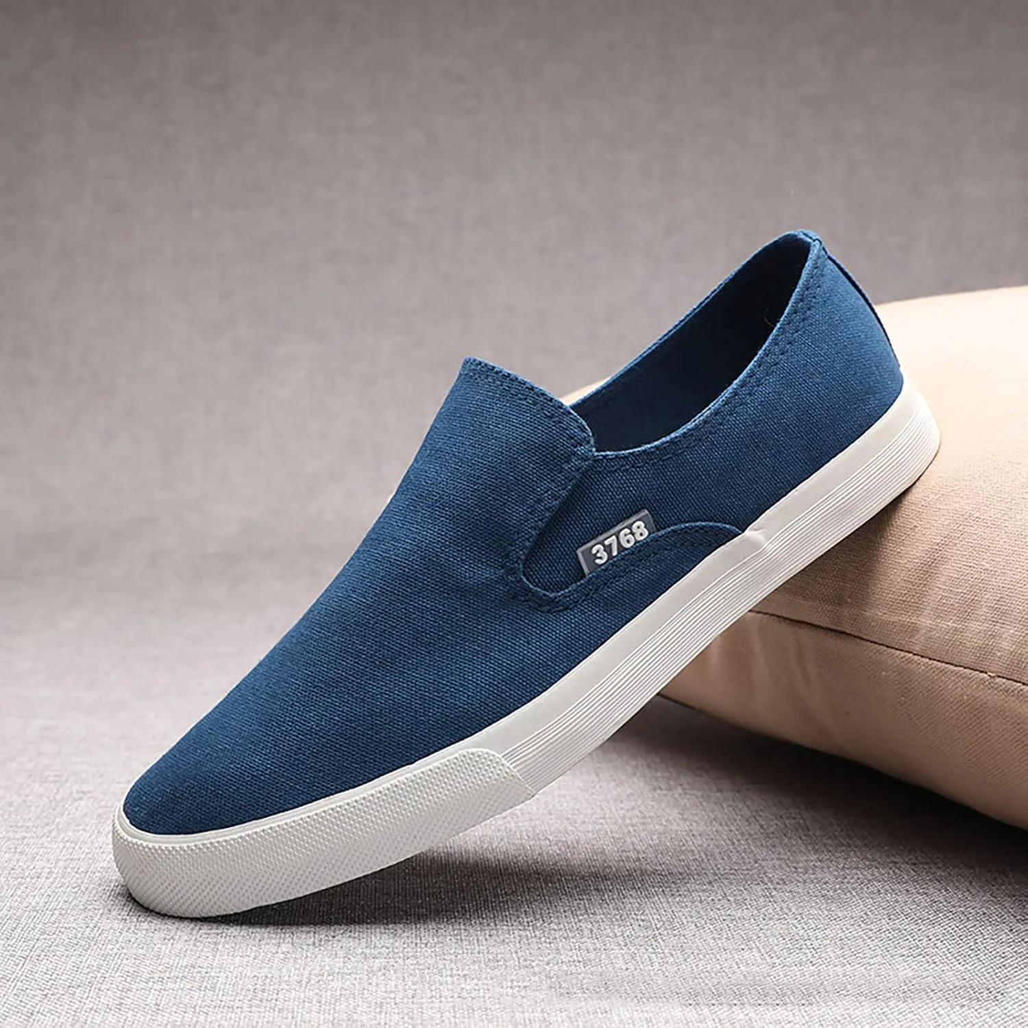 Mens Slip On Sneakers Lightweight Breathable Non-Slip Walking Shoes Comfortable Canvas Sneaker for Work, Running，Walking，Business