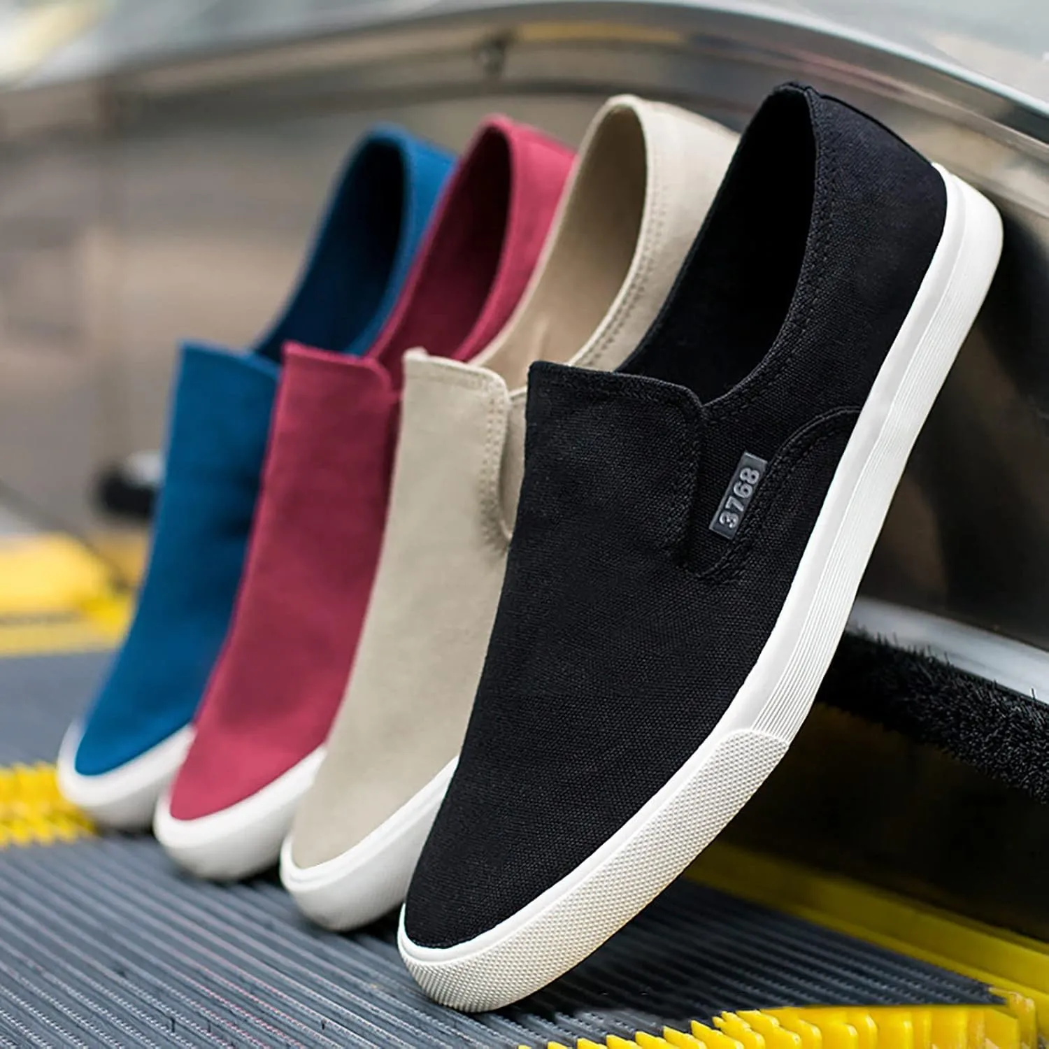 Mens Slip On Sneakers Lightweight Breathable Non-Slip Walking Shoes Comfortable Canvas Sneaker for Work, Running，Walking，Business