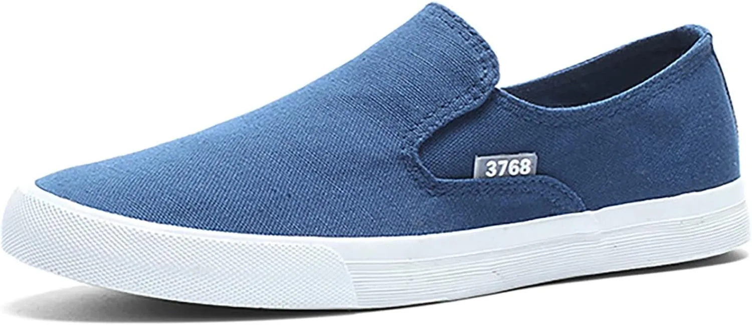 Mens Slip On Sneakers Lightweight Breathable Non-Slip Walking Shoes Comfortable Canvas Sneaker for Work, Running，Walking，Business