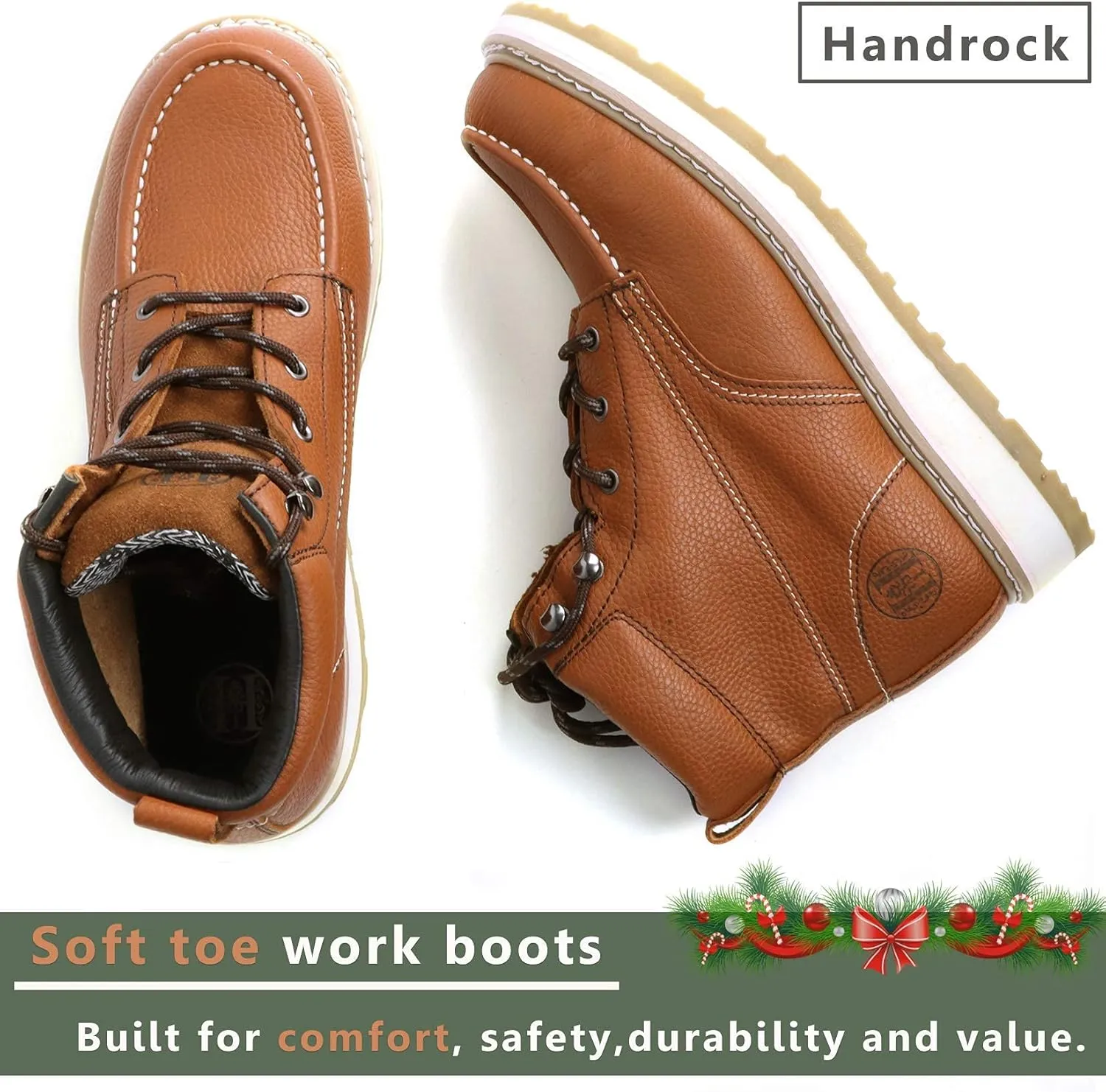 Men's Stylish Classic 6" Soft Moc Toe Leather Work Boot With Non-Slip Wedge Outsole 84994