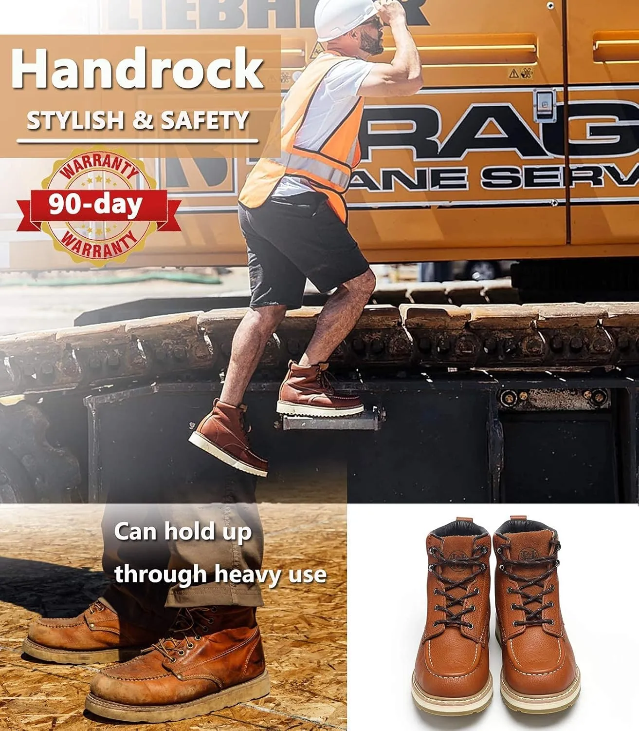 Men's Stylish Classic 6" Soft Moc Toe Leather Work Boot With Non-Slip Wedge Outsole 84994