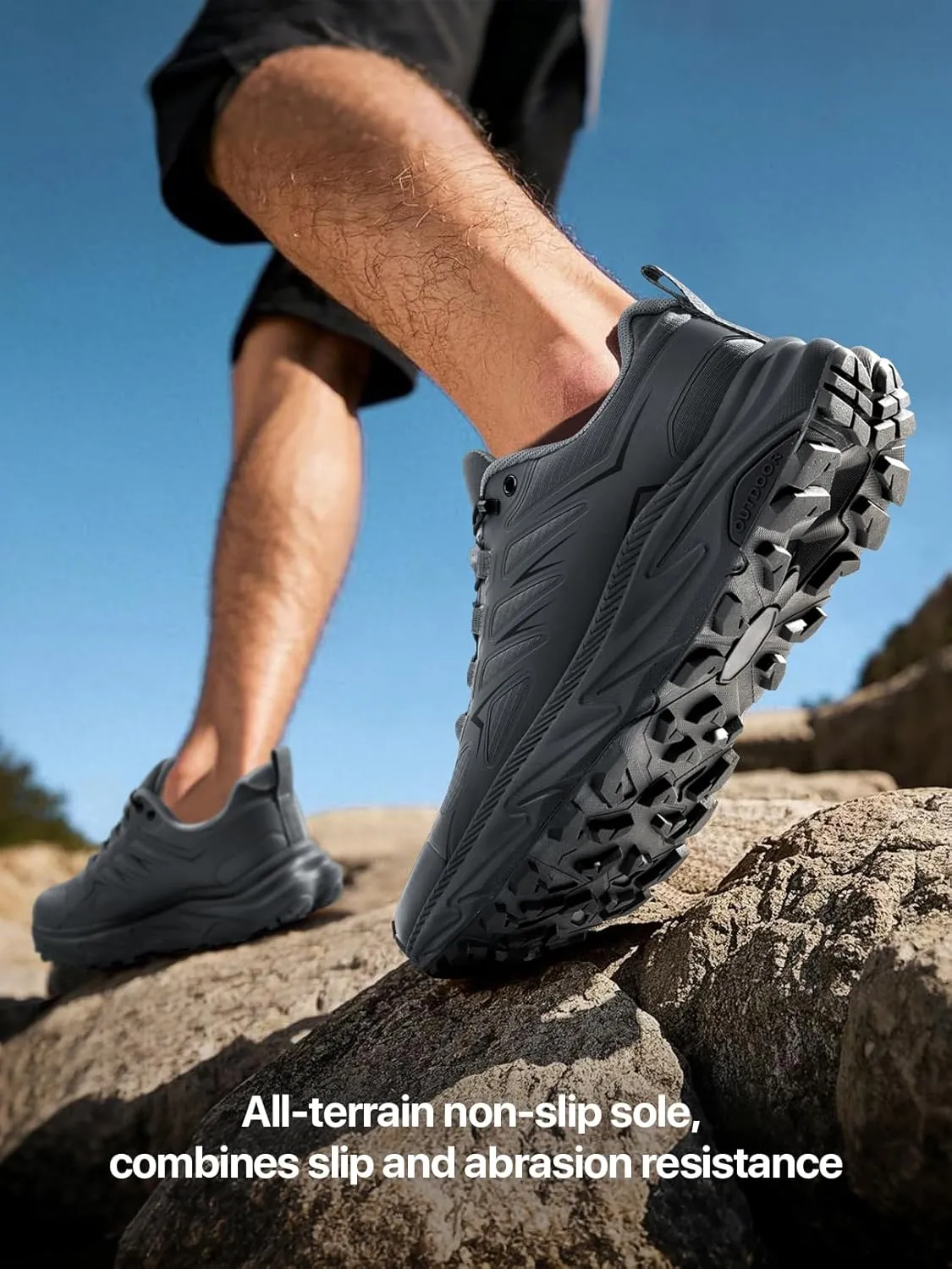 Men's Trail Running Shoes for Hiking Walking Cross Training Shoes with Arch Support Anti-Slip Lightweight Wide Width Sneakers