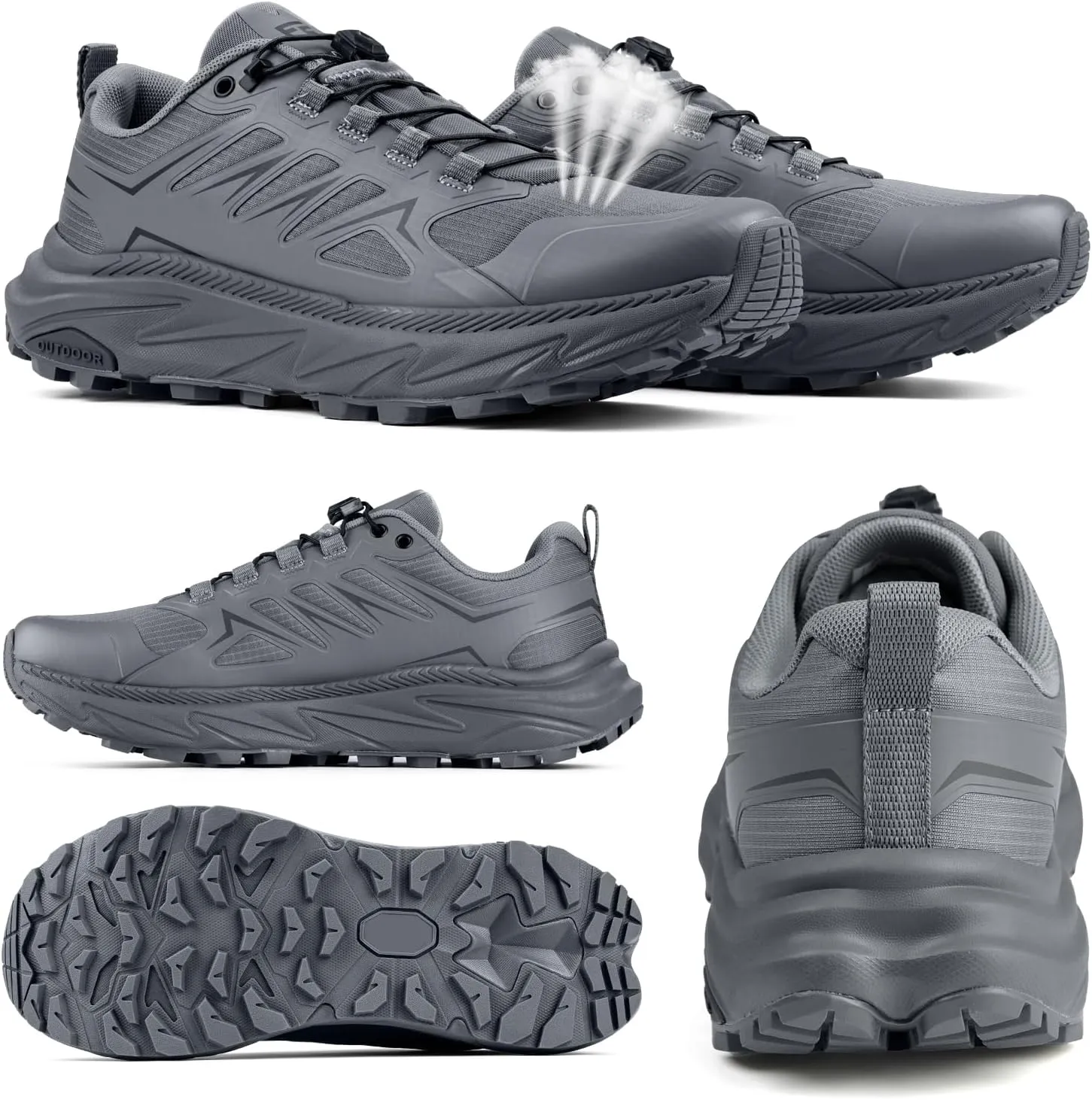 Men's Trail Running Shoes for Hiking Walking Cross Training Shoes with Arch Support Anti-Slip Lightweight Wide Width Sneakers
