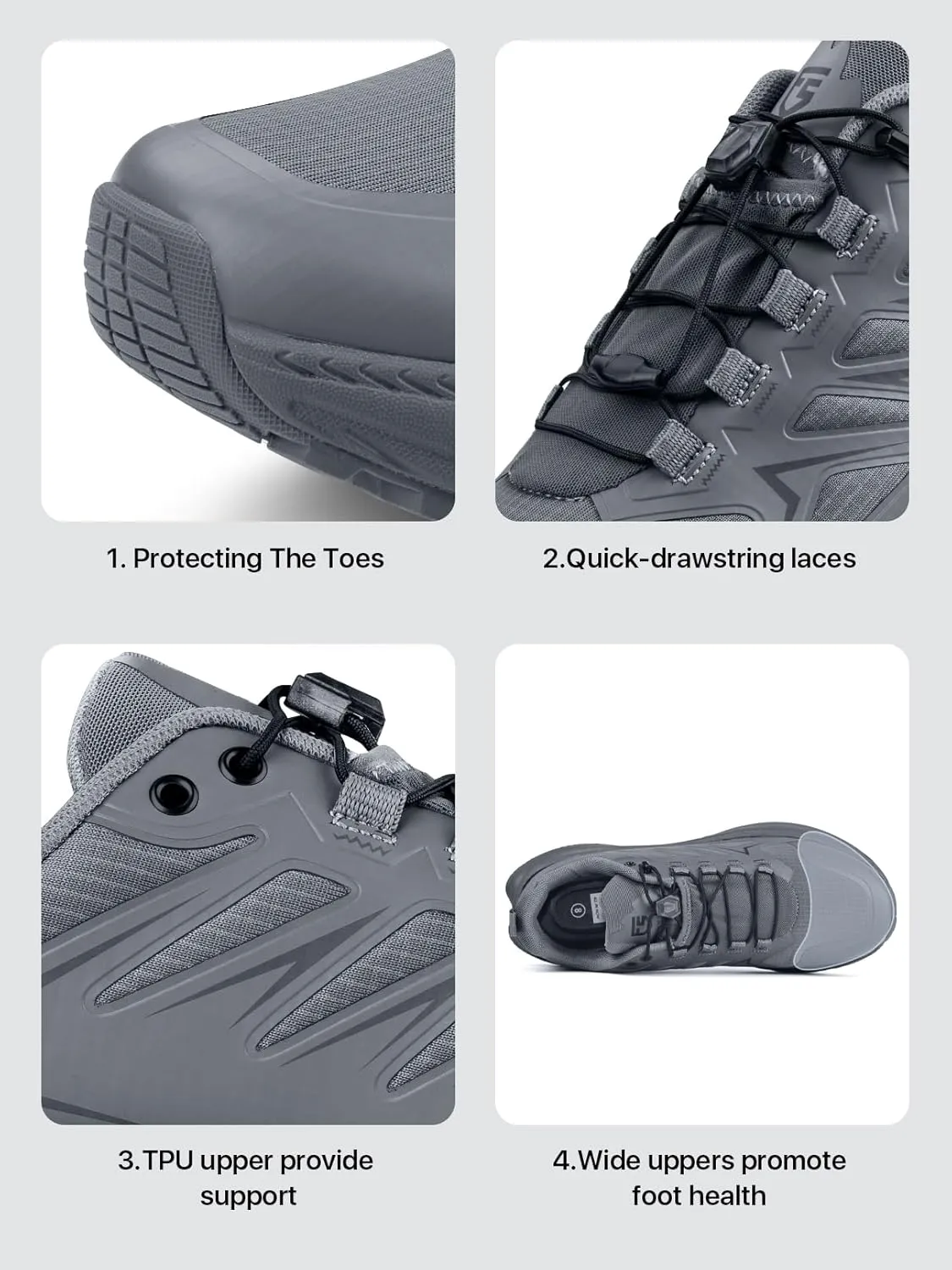 Men's Trail Running Shoes for Hiking Walking Cross Training Shoes with Arch Support Anti-Slip Lightweight Wide Width Sneakers