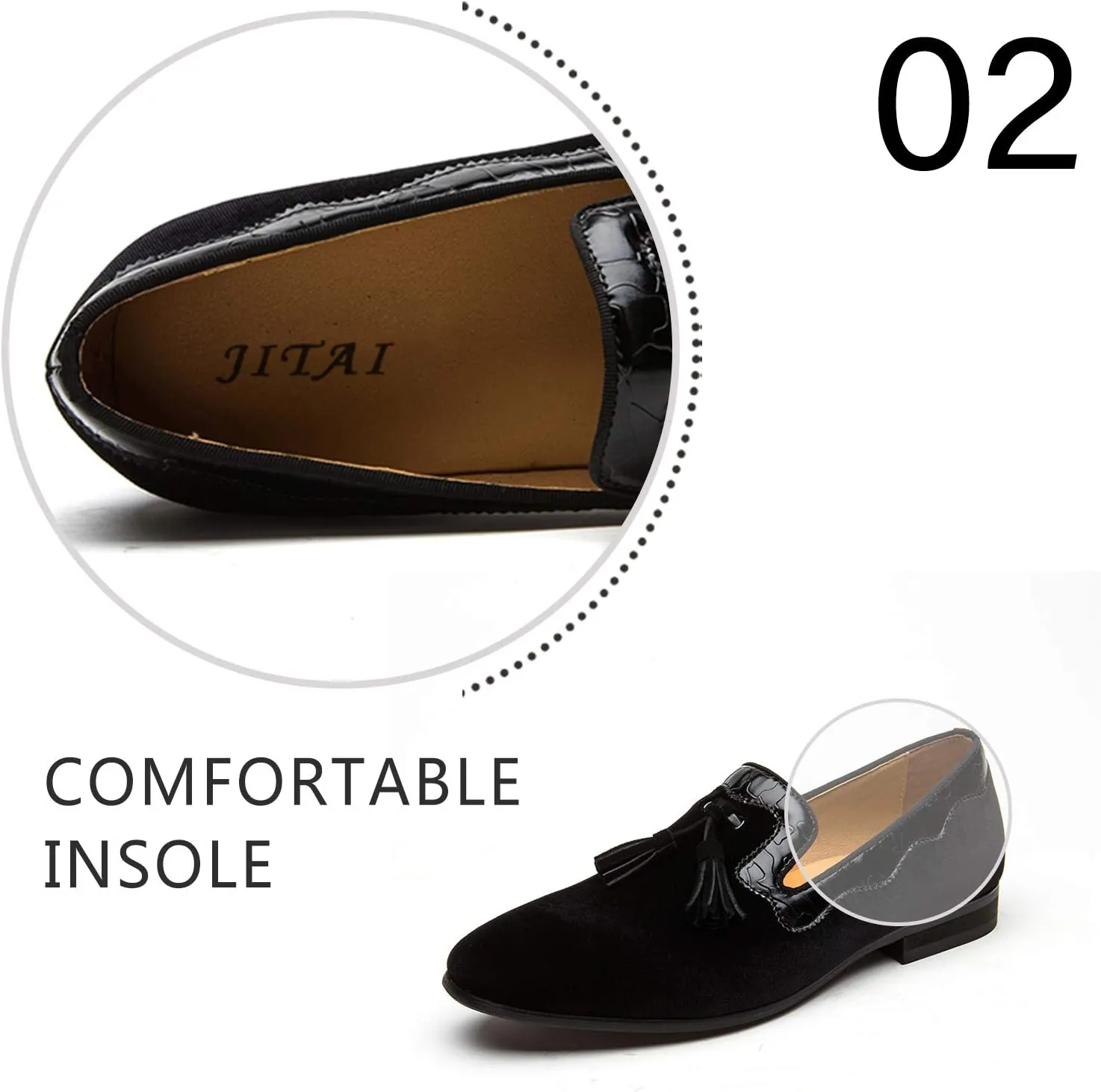 Men's Vintage Velvet Embroidery Noble Loafer Shoes Slip-on Loafer Smoking Slipper Tassel Loafer