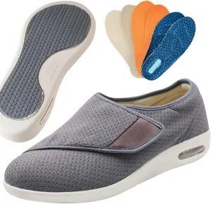 Mens Walking Shoes Slip-on Trainers Men's Arch Fit-Athletic Slip-on Casual Loafer Walking Shoe Sneaker with 3 Pairs Insoles Replacement for Elderly Swollen Feet